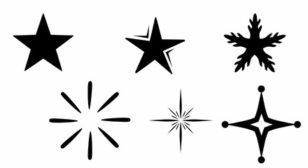 Obraz premium Collection of various black star and sparkle shapes