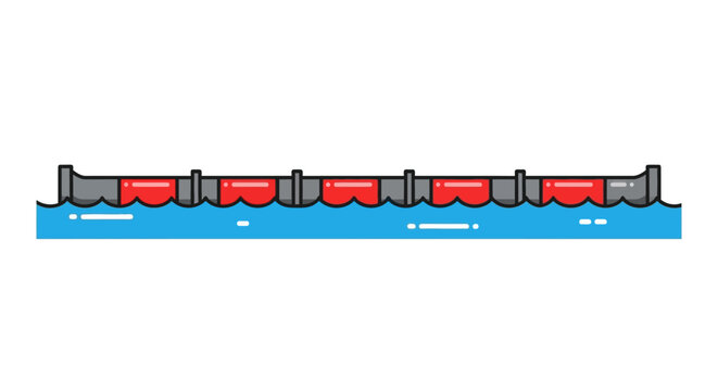 Vector illustration of a wave energy converter system floating on the ocean, providing renewable energy