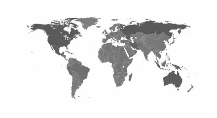 Fototapeta premium Gray world map political outline design