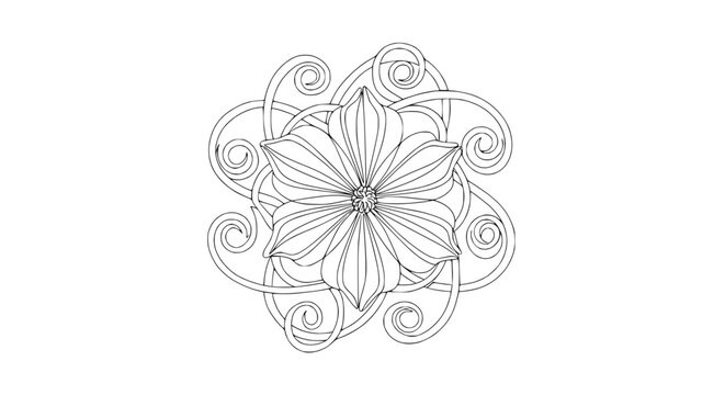 Intricate Floral Mandala Design - Hand Drawn Outline Art