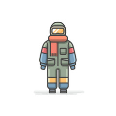 Fototapeta premium Colorful Winter Ski Suit with Goggles and Scarf