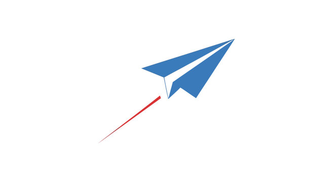 Blue Paper Airplane in Flight.