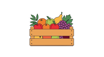 Fresh Fruit in Wooden Crate Box. © Sari