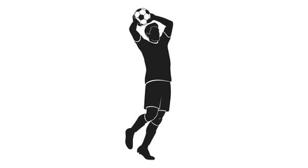 Silhouette of a soccer player performing a throw in. © kasiman