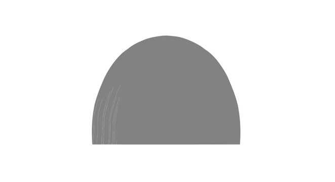 Grey semicircle shape on white background with black borders