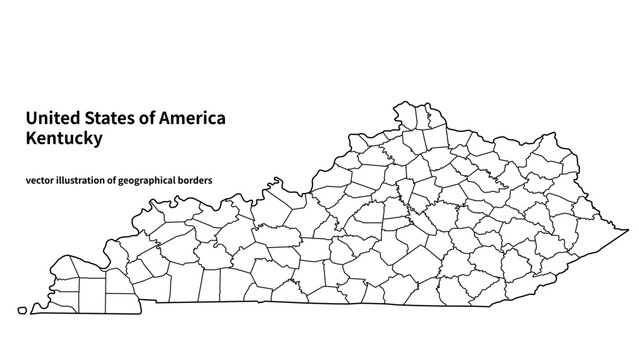 Kentucky administrative county boundaries vector map graphic minimalist template