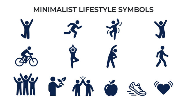 Minimalist Lifestyle Symbols Icons Set.