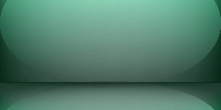 Dark green room background design for showcasing. Studio. Abstract green gradient spotlight room texture background. Studio backdrop wallpaper light room wall. Display products, natural shadows.rq