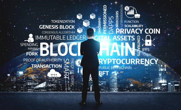 This image captures a person reflecting on the complexities of blockchain technology and cryptocurrency, highlighting innovation and security in a digital future. Tessel