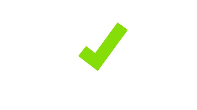 Tick mark approval animation 4k video. Green Checkmark, approved tick mark, verified symbol, yes icon, motion graphic, tick animated for UI, apps, and presentations