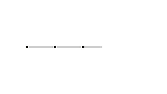 Timeline clip with five circles 4k animation video. Growing horizontal line and orange circle data points on a dark grid background. Useful for information sharing and animated infographic