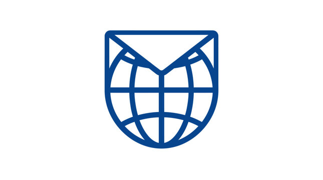 Blue Globe Shield Logo Design.