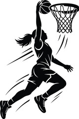 Dynamic Basketball Player Dunking Silhouette Vector Illustration Sports Action © PIKACU
