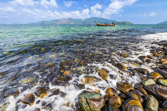 Beautiful marble on the beach in Andaman sea at KO HIN NGAM Island, Satun  Province, Thailand.