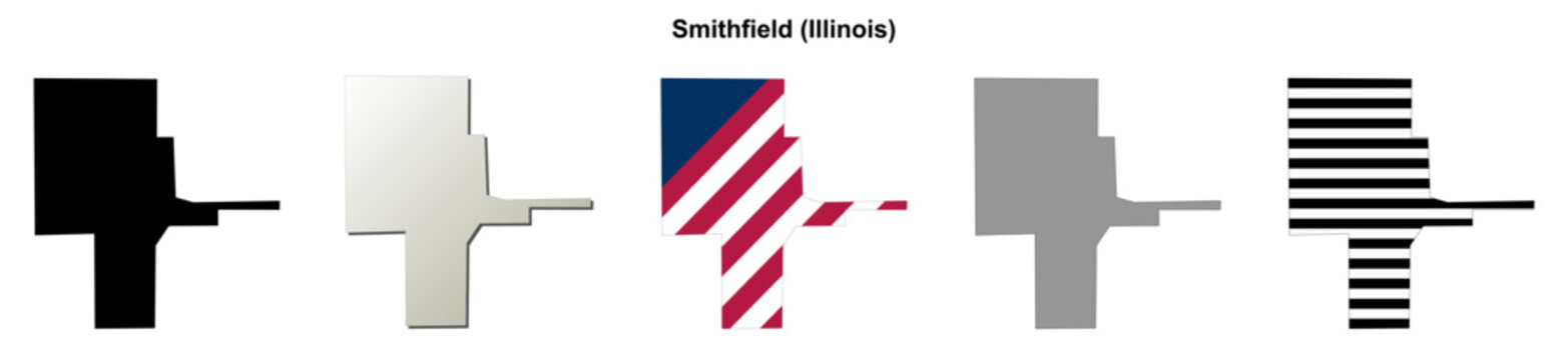 Smithfield (Illinois) blank outline map set