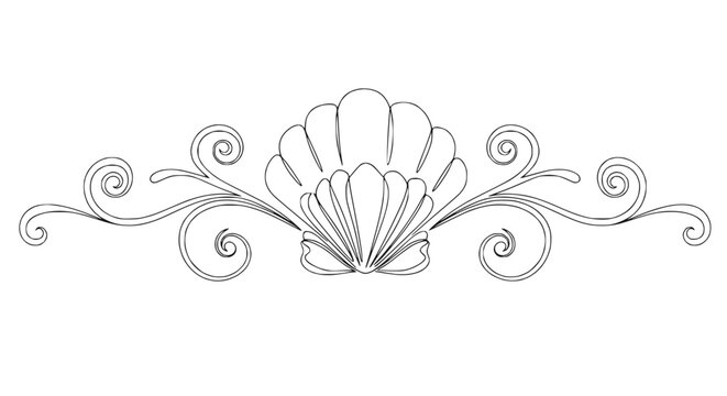 Elegant Seashell Flourish Graphic - Ornate Decorative Element