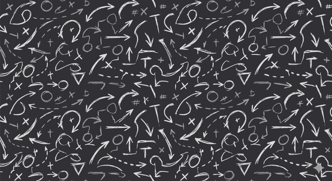 Hand Drawn Mathematics Symbols Seamless Pattern Educational Doodle Background
