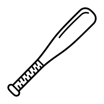 Simple Outline Illustration of a Baseball Bat Vector Graphic, Vector Art, Drawing, Icon and Symbol of Sport and Game Equipment