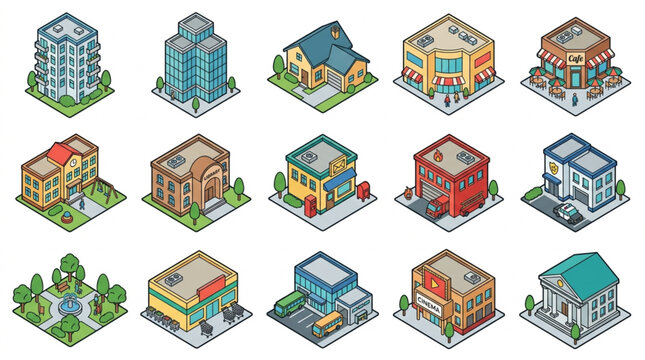 Assorted LEGO Style Buildings and Structures
