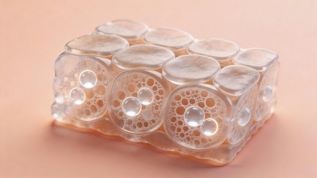 Abstract microscopic cell structure representing advanced biotechnology and innovative skincare science research concepts