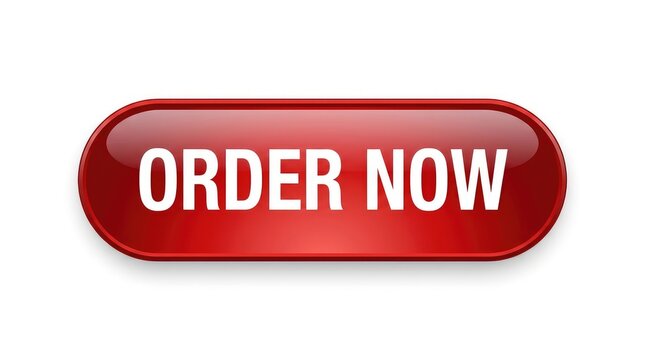 Red Glossy Order Now Button with White Text on Plain White Background