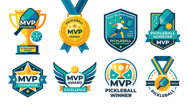 Pickleball MVP Awards Badges Logos.