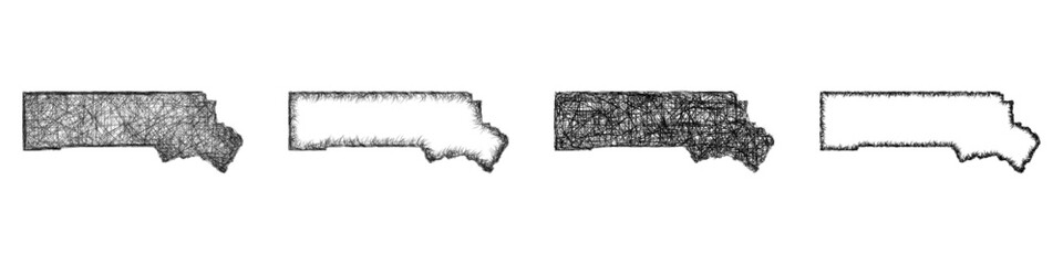 Naklejka premium Sketch San Miguel County (Colorado) outline map design set