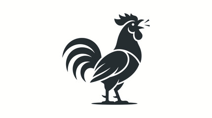 Black Rooster Silhouette Profile View. © Ragil