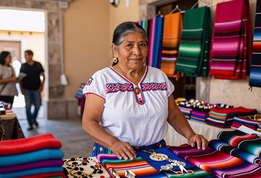 Mexican artisan seller in Oaxaca market