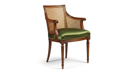 Fototapeta premium Elegant Antique Armchair with Green Velvet Seat.