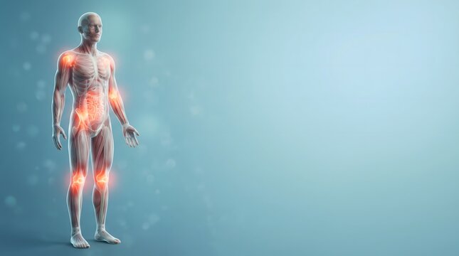 Full Body Pain Points and Inflammation Anatomy Concept