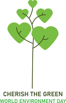 An illustration depict world environment. Leaves of a tree represents hearts.