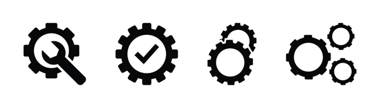 Flat style gear icon. Gear and engineering tools logo for digital settings and configuration.