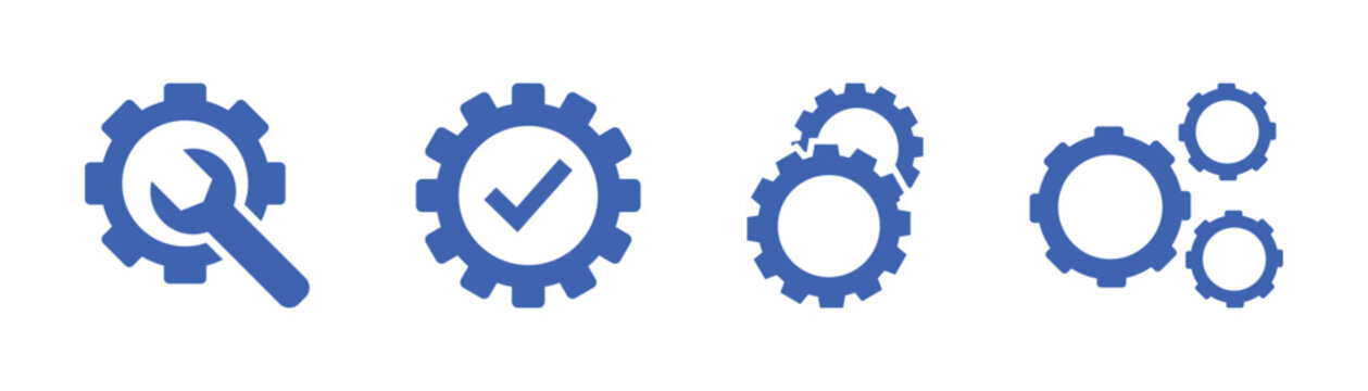 Flat style gear icon. Gear and engineering tools logo for digital settings and configuration.