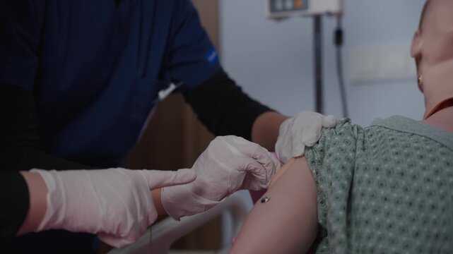 Health sciences students participating in a practical training session.