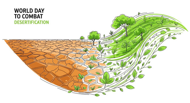 World Day to Combat Desertification: Dry Land Transforming into Lush Green Ecosystem