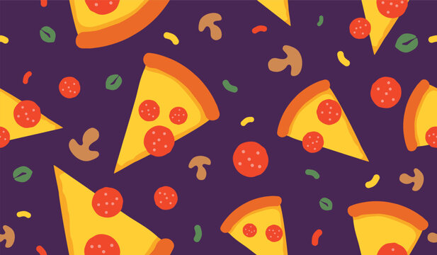 Delicious pizza pattern background vector design