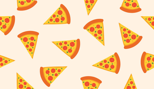 Delicious pizza pattern background vector design