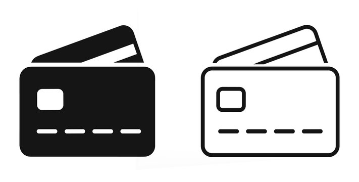 Payment Card Icon Set Flat and Outline Banking Vector Illustration