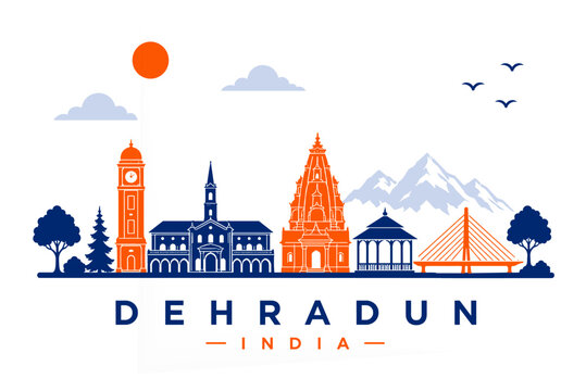 Dehradun India Minimalist Skyline Vector Illustration