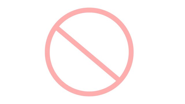 Forbidden Sign or Not Allowed sign, Prohibition sign on transparent background or white background, overlay video, 4k video