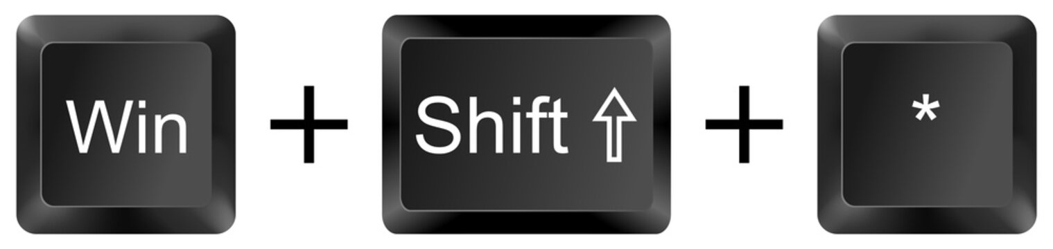 win shift Asterix computer keyboard shortcut key button 3d icon symbol sign isolated on white background