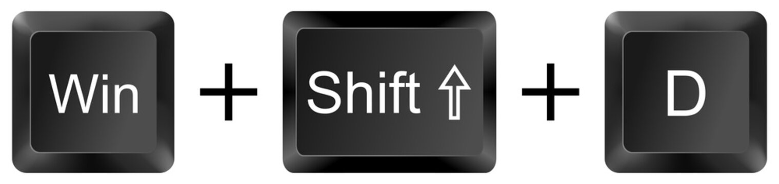 win shift D computer keyboard shortcut key button 3d icon symbol sign isolated on white background