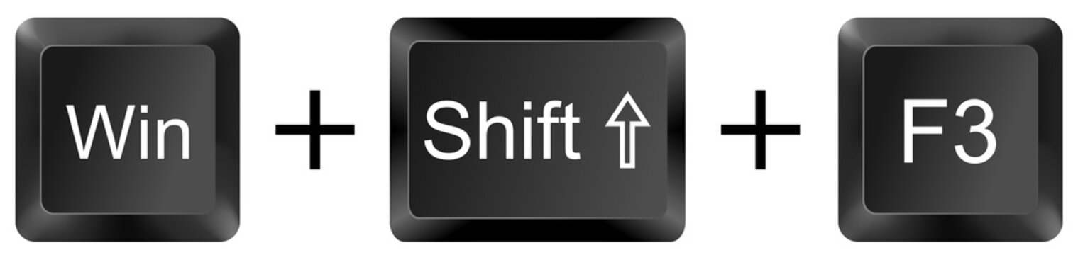 win shift f3 computer keyboard shortcut key button 3d icon symbol sign isolated on white background