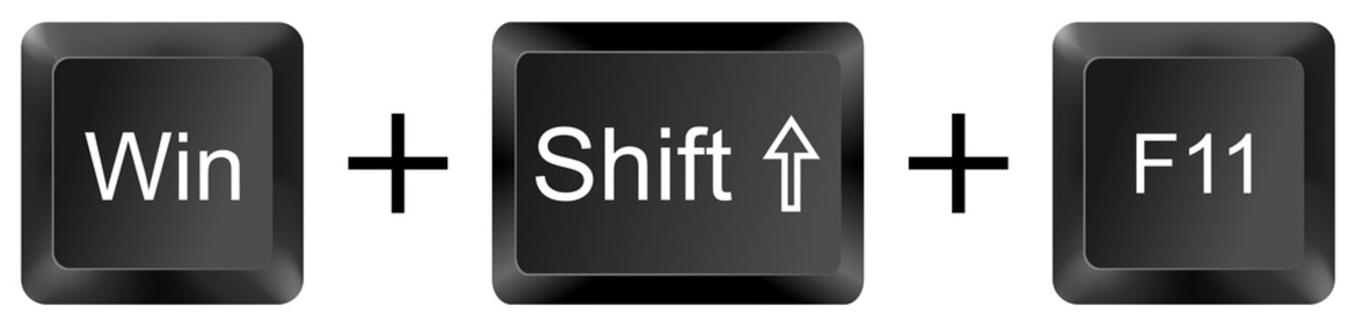 win shift f11 computer keyboard shortcut key button 3d icon symbol sign isolated on white background
