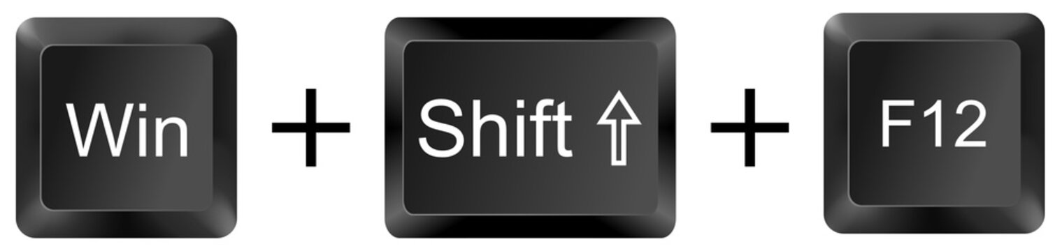 win shift f12 computer keyboard shortcut key button 3d icon symbol sign isolated on white background