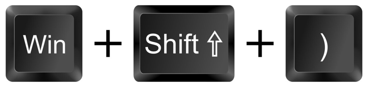 win shift Open round Brackets right computer keyboard shortcut key button 3d icon symbol sign isolated on white background