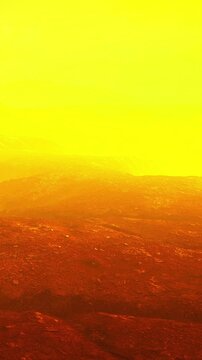 Bright lava flows shape a rugged landscape. The scene shows a stark view with yellow light covering the surface. The heat and brightness of the environment are evident in every detail.