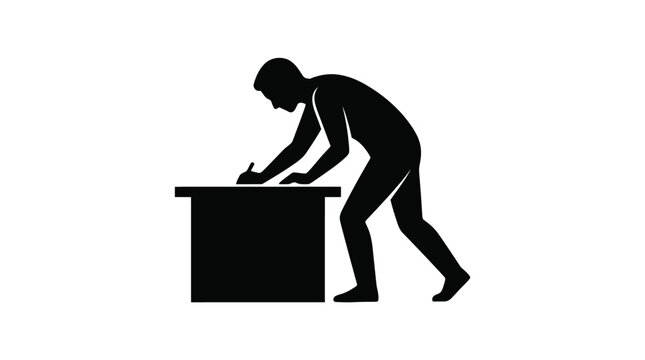 Vector graphic illustration Man lifting a box silhouette