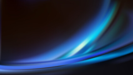 Abstract glowing blue fluid waves on dark background. Cosmic light streaks vector illustration. © boy4en
